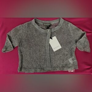 DinoeLucia-Paris Semi Sheer Pewter Gray&Silver Threads 3/4 Sleeve Bolero US6 NWT